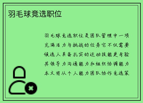 羽毛球竞选职位